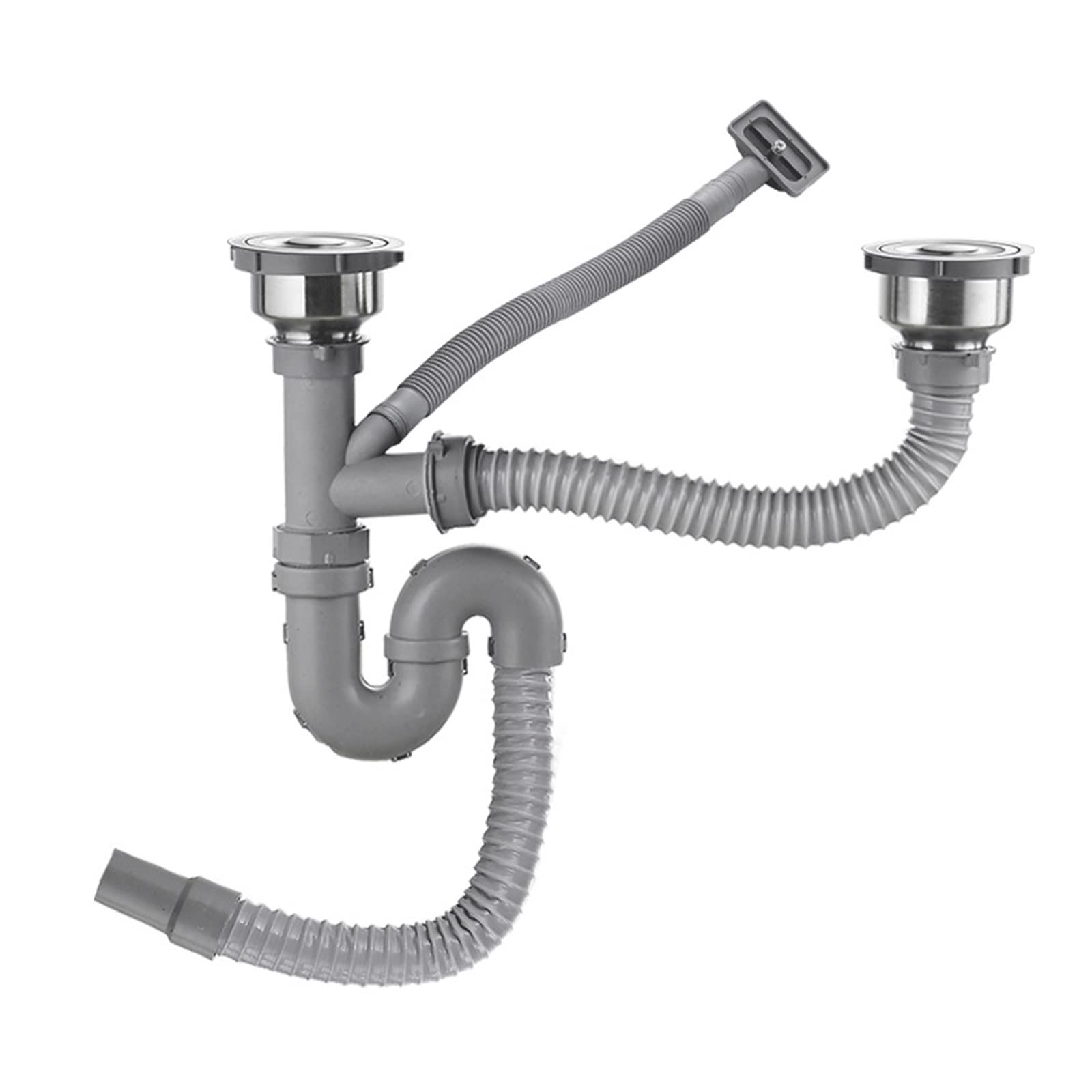 yaoqijie Tubo for fognatura Singolo a doppia scanalatura Lavello Scarichi Sottopiano in acciaio inox Tubo dell'acqua Lavabo Tubo idraulico Cucina Accessori for il bagno lasting