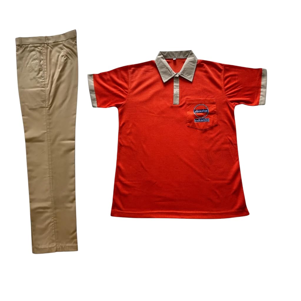Indian Oil Corporation Limited (IOCL) Petrol Pump Polo T-Shirt & Khaki Pant Combo Set | Cotton Blend Regular Fit Workwear Uniform for Men-picture-13