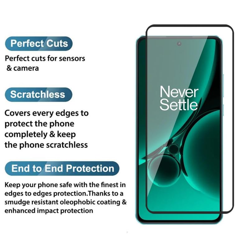 Image of Tempered Glass Screen Protector Compatible For Oneplus Nord CE 4 5G Full Screen Coverage (Except Edge to Edge) and Free Complete Easy Installation kit