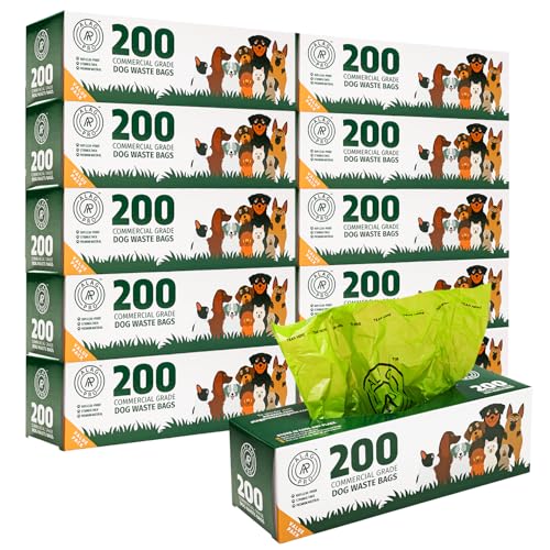 ALAGPRO 2 000 Commercial Grade Dog Waste Station Refill Roll Bags - Fits Any Pet Waste Station - 45% Thicker than Competitor Bags - 10 Rolls of 200 Bags for Backyard Parks & HOAs