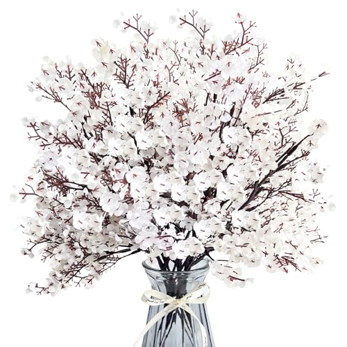 MATSTYL Babys Breath Artificial Flowers 8 Bundles White Real Touch UV Resistant Fake Flowers Silk Faux Flowers for Vase Home Office Wedding DIY Floral Indoor Outdoor Centerpiece Table Decoration