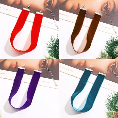 12pcs 1 inch Width Mix Color Velvet Chokers Vintage Necklace for Women With Extension (XL-1019-11)3