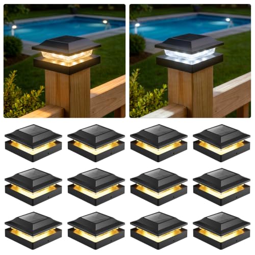 Brightown 12-Pack Dual-Mode 4x4 Solar Post Cap Lights