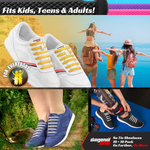 Diagonal One SWEET-746 No Tie Shoelaces For Kids & Adults. The Elastic Silicone Shoe Laces To Replace Your Strings. 16 Slip thumb #5