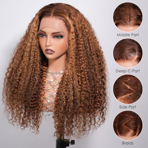 Image of CYNOSURE 13x4 Highlight Ombre Deep Curly Lace Front Wigs Human Hair 26Inch