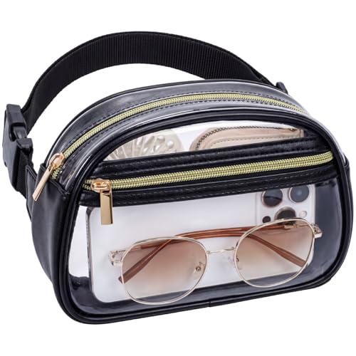 Packism Clear Fanny Pack Stadium Approved - Women Waist Belt Bag, Black