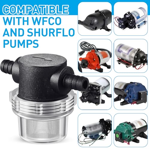 Image of Dreyoo 1 Piece Water Pump Strainer 3 /8 ID Hose Barb, Mesh Filter Screen Inline Twist-on Plumbing Strainer 12v Dc for Rv Sprayer Marine Boat Camper Lawn