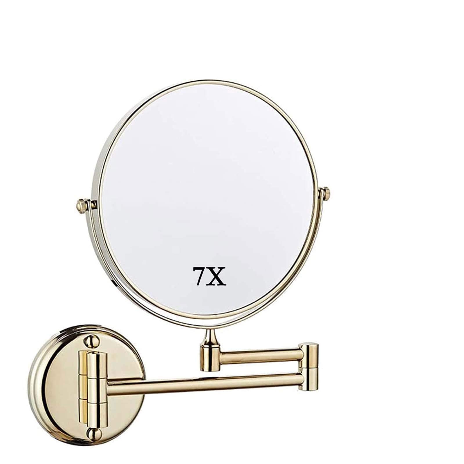 Miroir de Maquillage Rond 7X Or Zirconium de 8 Pouces et Double Face 360°