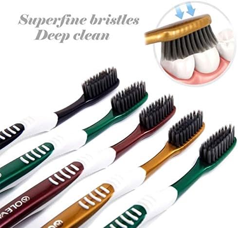 AOLEVA Adult Soft Black Charcoal Bristles Manual Toothbrush Deep Clean Family 5