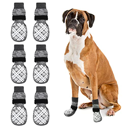 BEAUTYZOO Dog Socks for Hardwood Floors - Anti Slip Socks for Small to Large Dogs - Double Side Grips, Paw Protector