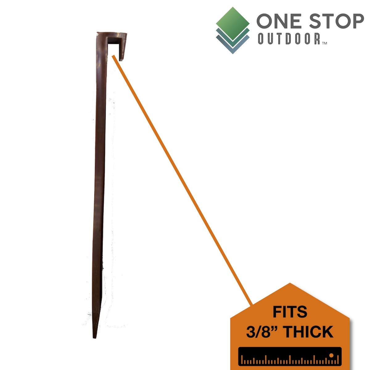 One Stop Outdoor Estacas de plástico para anclaje de bordes de paisaje de nailon marrón, 10 pulgadas de longitud, hechas en Estados Unidos, 50 unidades, se adapta a la mayoría de marcas EasyFlex Dimex
