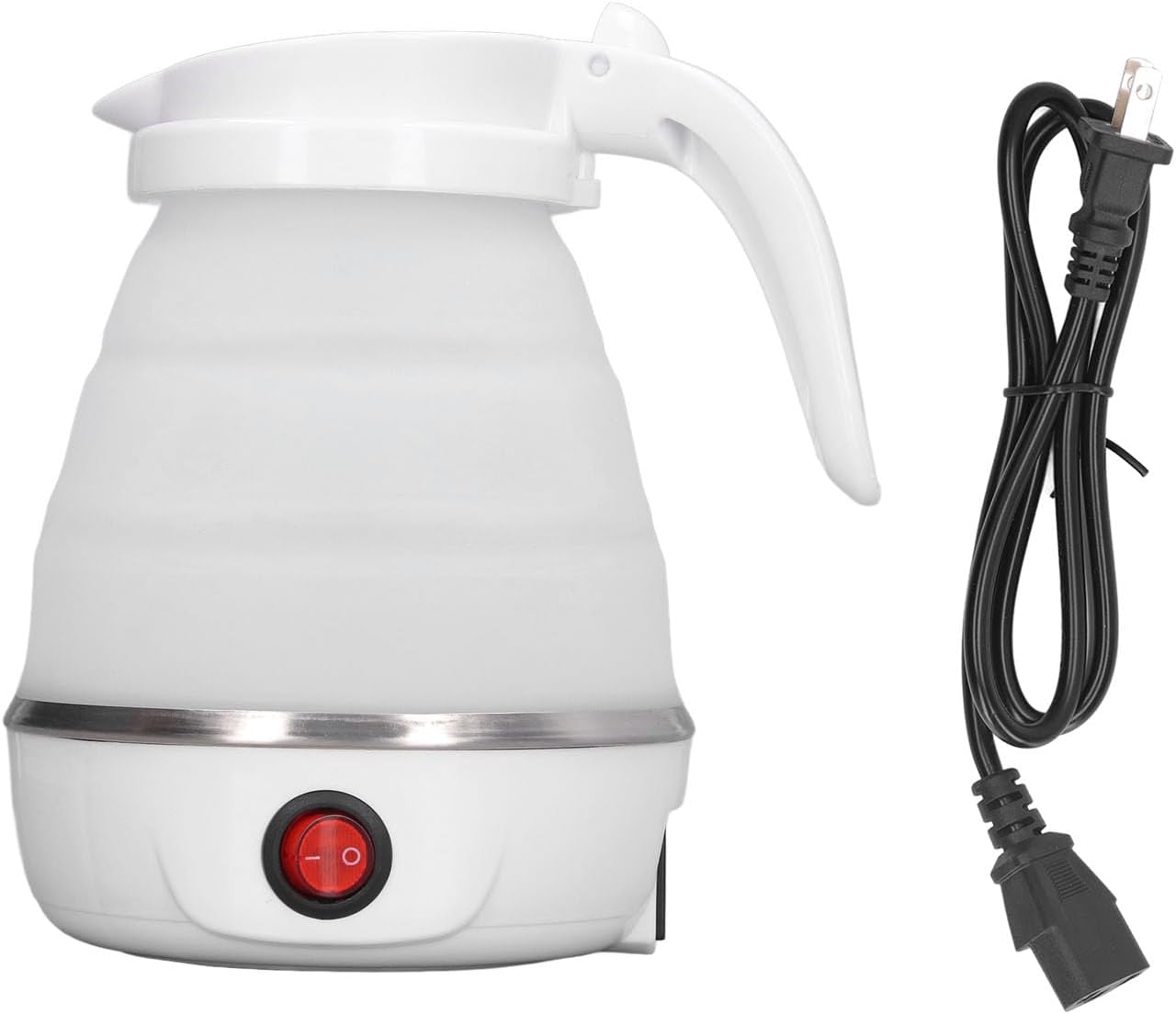 DAUZ Folding Electric Kettle, US Plug 110V 400W Collapsible Hot Water Kettle with Detachable Power Cord for Desktop (White)