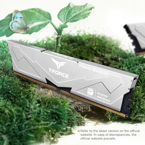 Image of TEAMGROUP T-Force Vulcan ECO DDR5 32GB (2x16GB) 6000MHz (PC5-48000) CL38 Desktop Memory Module Ram for 600 700 Series Chipset XMP 3.0 Silver FLESD532G6000HC38ADC01