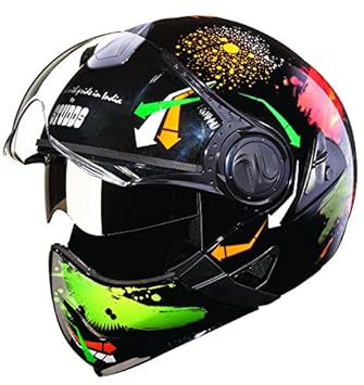 Studds DOWNTOWN D2 Flip Off Full Face Helmet (Black and Orange, XL)