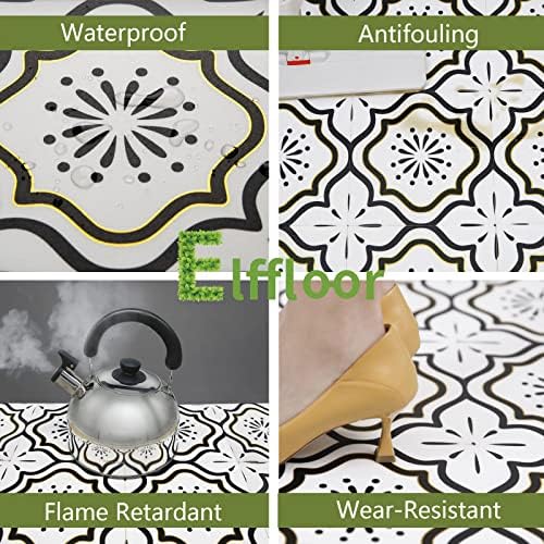 Peel and Stick Floor Tiles Vinyl Flooring Lino Tiles Self Adhesive Floor Tile for Bathroom Kitchen Living Room 20X20cm 10pcs Waterproof PVC Easy to Use