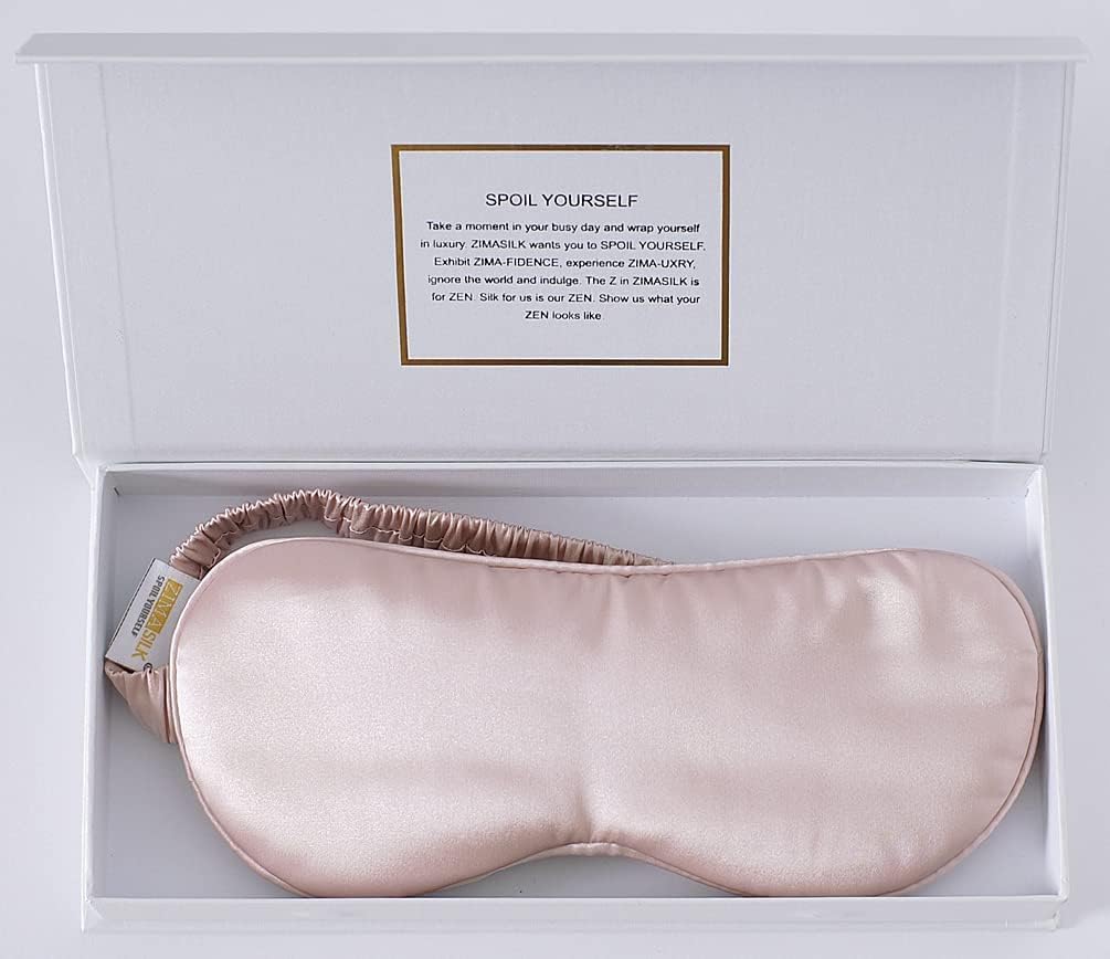 ZIMASILK 100% 22 Momme Pure Mulberry Silk Adjustable Sleep Mask, Filled with Pure Silk, Wrapping Strap- Soft