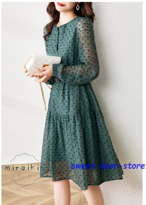 パーティードレス ドレス 結婚式 ワンピース 膝丈ドレス 膝丈 7分袖 シースルー袖 フォーマル 2次会 同窓会 謝恩会 成人式 袖