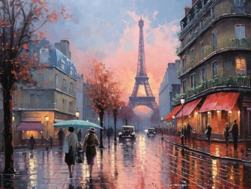 Kit point de croix débutant paysage urbain toile imprimée 14CT 50x70