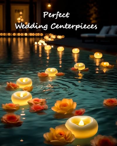 12 Stück 5,1 cm LED schwimmende Kerzen, 180 Stunden Schwimmkerzen für Pool, geeignet für romantische Hochzeitsmittelstücke/Badezimmer/Pool/Brunnen