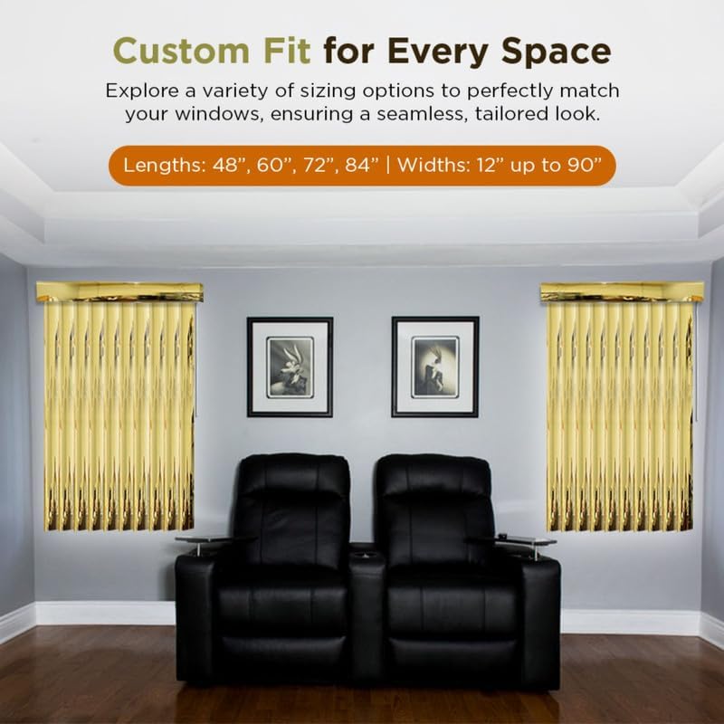 BlindDen - Vinyl Vertical Window Blinds for Home - Vertical Blinds for Sliding Glass Doors - Gold - (72" W x 84" H)