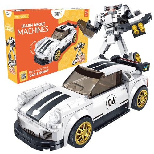 Image of Premium Pearl White 2-in-1 Robot & Sports Car (241 Pieces) | Learn About Machines | Building Block Set for Kids Age 6+ | STEM Educational Toy | Build, Play & Learn