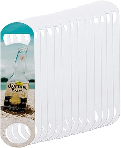 Juego de 12 abridores de botellas de sublimación – 6.97 x 1.58 pulgadas, abridor de botellas de cerveza de acero inoxidable personalizado resistente