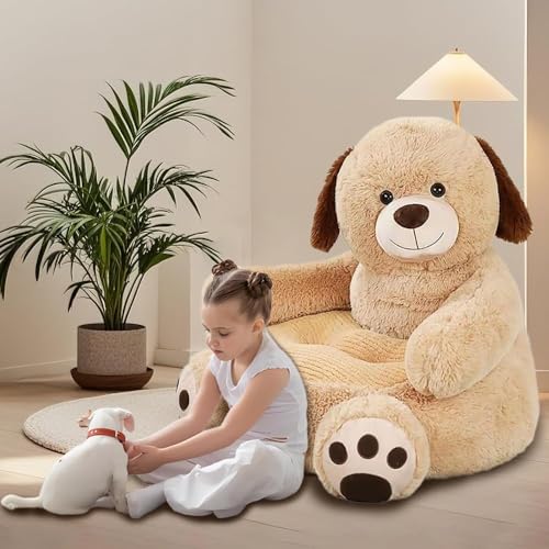 ان اي يو بي كرسي بين باج للاطفال، اريكة للاطفال، اريكة كرتونية صغيرة، كرسي لطيف للاطفال، مقعد الاميرة العثماني، كرسي بذراعين على شكل دب فوتون (كلب كاكي)