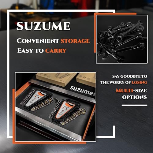 Image of SUZUME 24-Piece Ratchet Wrenches Set Metric & SAE (8-19mm) & (1 /4 inch - 7 /8 inch) | Box end Combination Wrench Set CR-V 72-Tooth for Auto Car Moto Bike Workshop Stubborn Fastener Mechanic DIYer with Organizer