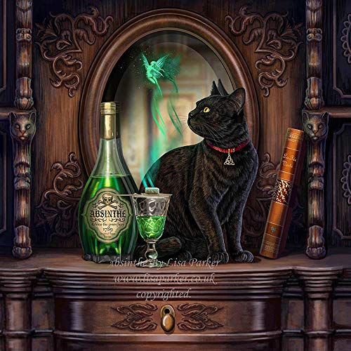 Estatua de Resina Veronese Design Lisa Parker Gato Negro con Espejo y Cajón miniatura 4