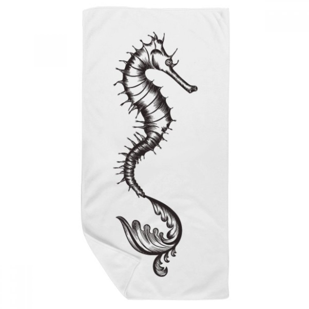Serviette de bain marine motif hippocampe noir serviette douce 35x70cm multicolore