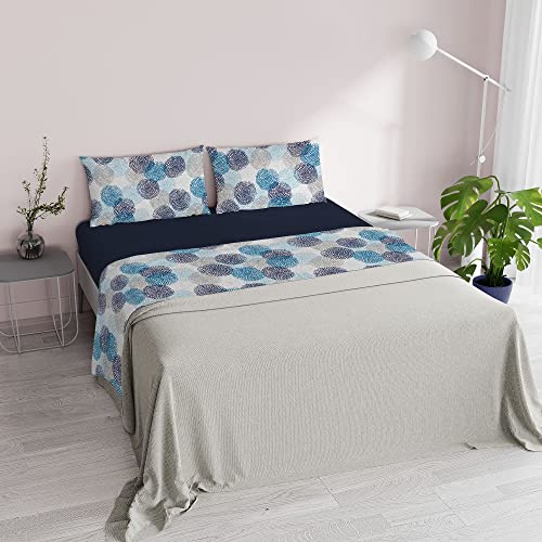 Italian Bed Linen MB Home Italy “Fantasy” Bed Sheets Set, Soffioni Blu, Double - Image 4