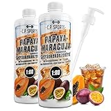 C.P. Sports sirop pour boissons PAPAYA-MARACUJA 2 litres + 2 distributeurs à pompe