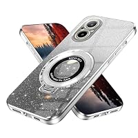 Wousunly Compatibile con Cover Realme C67 4G Silicone Glitter Brillare con Anello,Custodia Realme C67 4G Magnetico Antiurto Sottile Protezione Case (blu