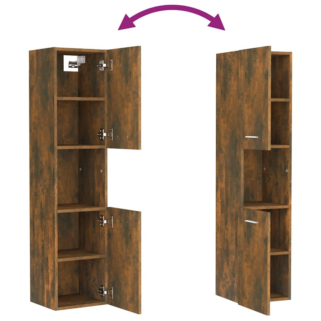 Mobile Colonna Bagno 30x30x130 cm Legno Multistrato Rovere Fumo