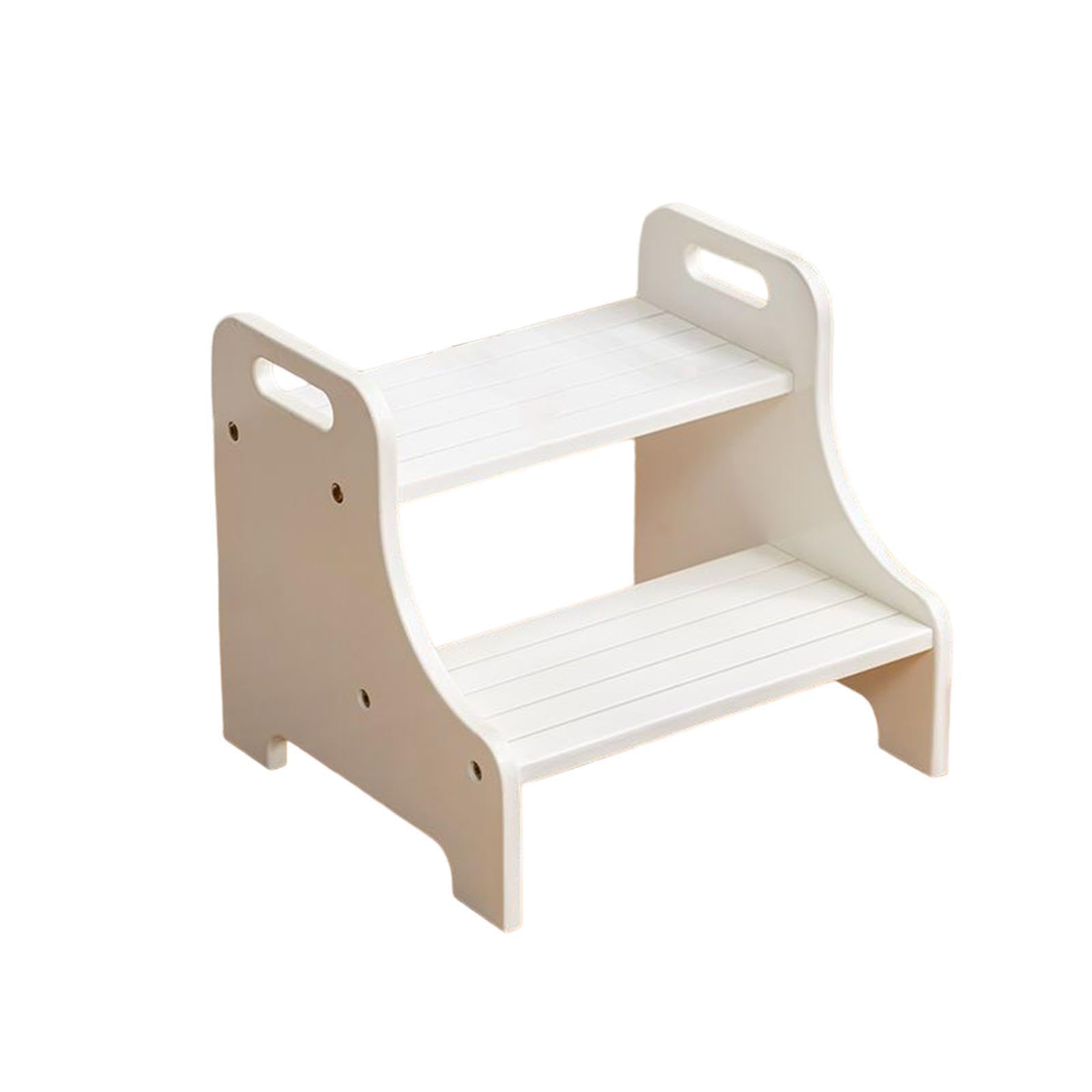 Taburete de Dos Niveles con Asas Y Cojines para Niños Y Adultos, Blanco, Individual