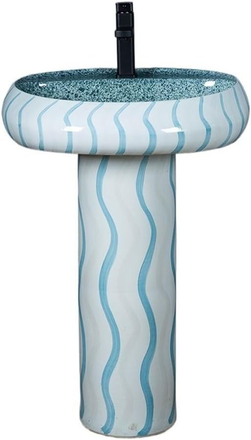 Pedestal Sinks Modern Creative Basin Vertical Ceramic Wash Bathroom Floor-Standing Integrated Sink (A)
