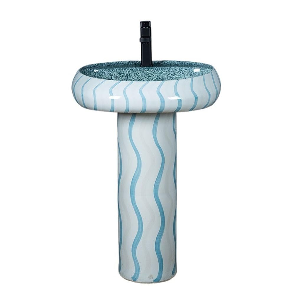 Aertsdfgt A Vessel Sink Modern Creative Pedestal Basin Vertical Ceramic Wash Bathroom Floor-Standing Integrated
