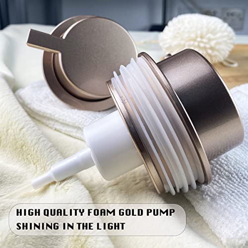 Girlufo Beige Foam Soap Dispenser,Foaming Soap Dispenser With Champagne Gold Pump For Countertop,Ceramic Hand Soap Dispenser For Bathroom,11.5Oz Kitchen Foaming Hand Soap Dispenser #TOP6