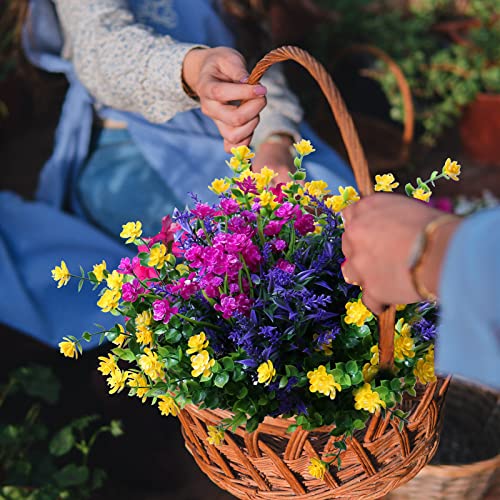 Gormiya 20Pcs Outdoor Artificial Flowers Plants For Decoration, Uv Resistant Faux Greenery Plastic Plants Shrubs, Outside Fake Flowers Arrangement For Window Box Garden Pot Hanging Basket (Colored) #TOP5