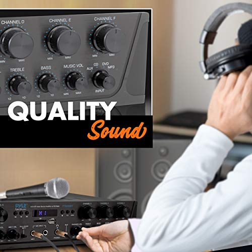 Pyle Wireless Home Audio Amplifier System-Bluetooth Compatible Sound Stereo Receiver Amp - 6 Channel 600Watt Power, Digital Lcd, Headphone Jack, 1/4'' Microphone In Usb Sd Aux Rca Fm Radio-Pta66Bt.5 #TOP5