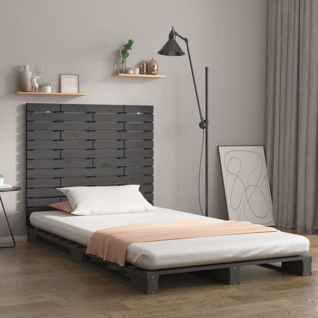 824675 Testiera da Parete Grigia 96x3x91,5cm in Legno Massello di Pino Testata in Legno,Testata Letto Matrimoniale Muebles Dormitorio Spalliera Letto Testiere per Letto Matrimoniale