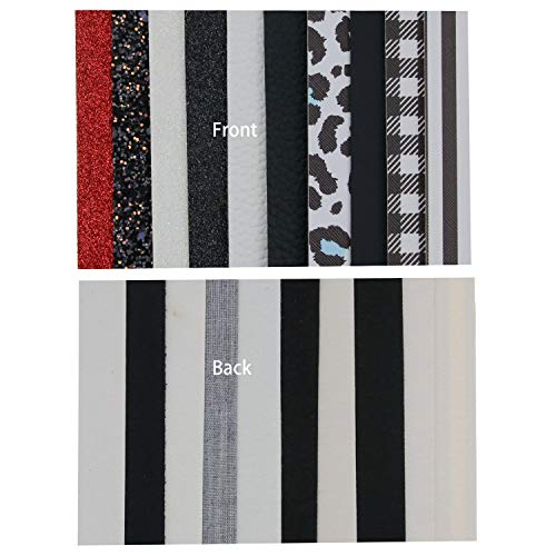 10 Pieces 8X12 Inch Black White Red Faux Leather Sheets Include Fine Glitter Leather Sheets,Chunky Glitter Leather Sheets,Litchi Leather Sheet,Printed Leather Sheets For Leather Bows Earrings Making #TOP2