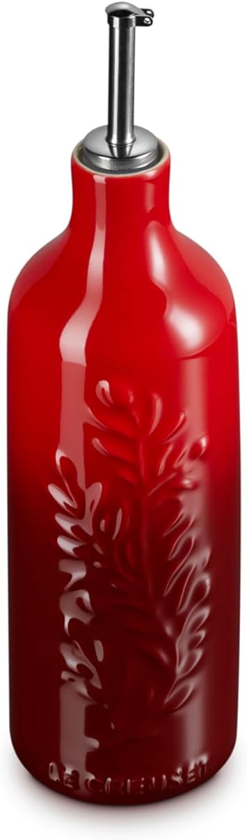 Le Creuset Stoneware Olive Branch Collection Oil Cruet, 20 oz., Cerise