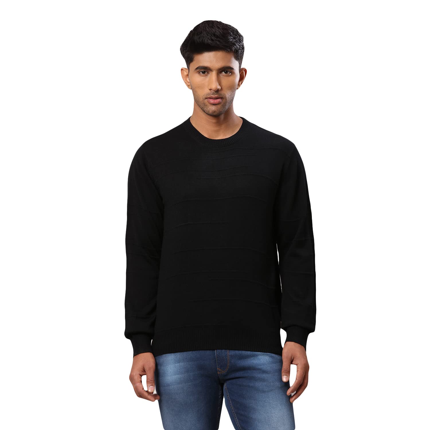 Men's Regular Fit Acrylic Wool Blend Rib Collar V Neck Structure Cable Pattern Full Sleeve Sweater-image-49