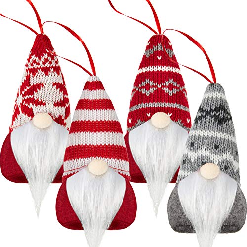 4 Adornos de Gnomos Colgantes de Navidad Decoración de Peluche de Elfo...