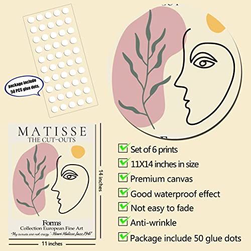Luodroduo Matisse Wall Art Print Set Of 6 Abstract Posters Home Decor Canvas Wall Art Decor Minimalist Aesthetic Pictures For Office Living Room Bedroom Decoration (11"X14" Unframed) #TOP1