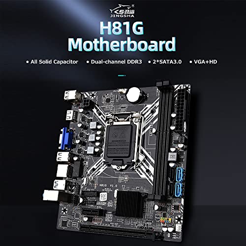 Henniu Placa-mãe de computador H81G Placa-mãe para jogos Dual-channel DDR3 Slots de memória 100M Sup