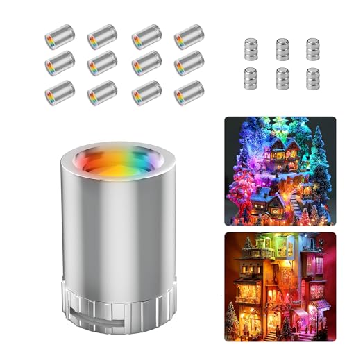 Novantl 12 Pack Mini LED Lights, Small LED Lights Battery Powered for Crafts, Multi-Color Changing Tiny Miniature Spotlights,Wireless Dollhouse Lights for Displays,Party,Wedding,Halloween Decorations