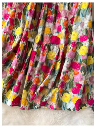 GORGLITTER Women's Boho Flowy Long Skirts Floral Ruffle Hem Swing A Line Maxi Skirts Casual Concert Outfits4
