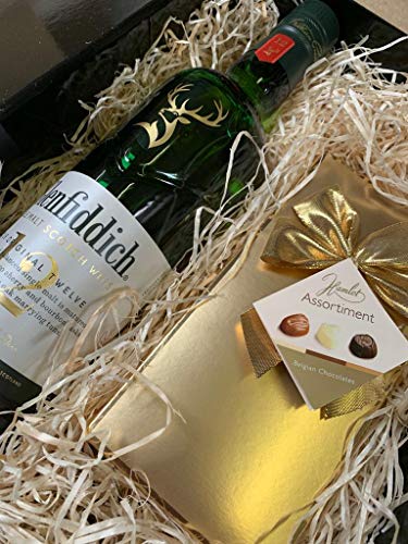 Single Malt Whisky Gift Set - Glenfiddich Scotch Whisky and Chocolates Gift Hamper Box - Birthday, Christmas Gifts for Whisky Lovers